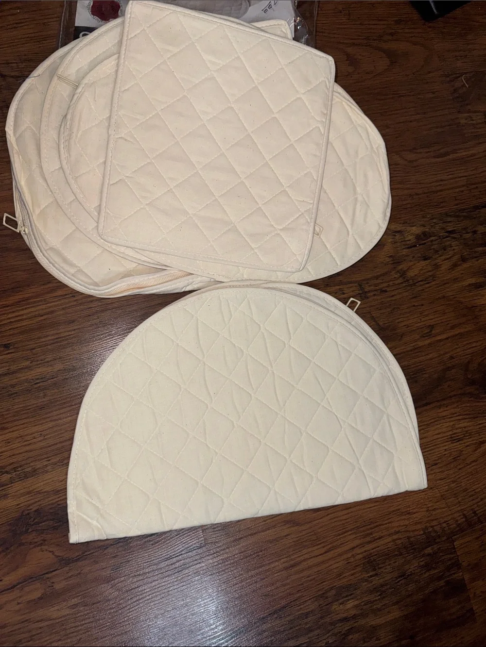 Canvas Quilted Accessory Cases - Cream (6 Piece Set) C1.B.1R
